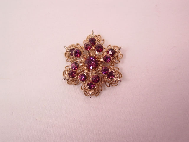 Small Purple Rhinestone Snowflake Pin