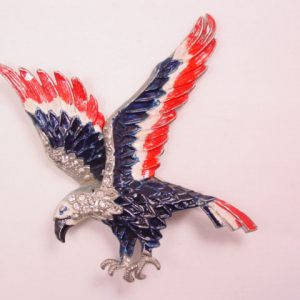 Red, White, and Blue Enamel Pot Metal Eagle Pin