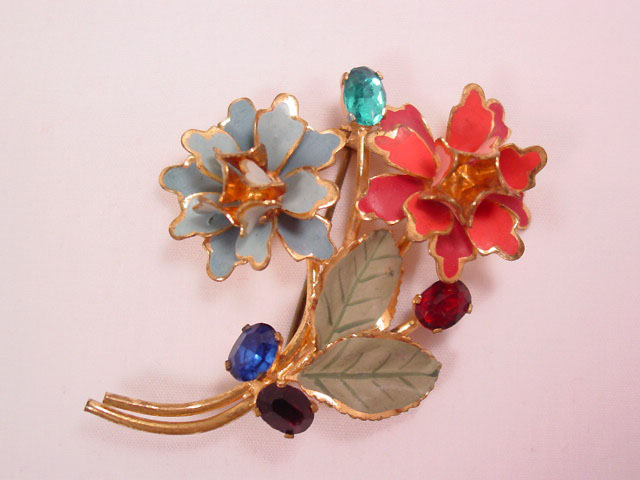 Old Enamel Floral Czecho Pin