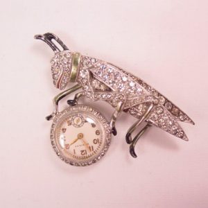 Rhinestone Grasshopper Harman Watch Pin