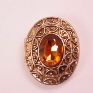 Oval and Topaz-Colored Rhinestone Avon Sachet Pin/Pendant