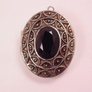 Oval and Black Rhinestone Avon Sachet Pin/Pendant