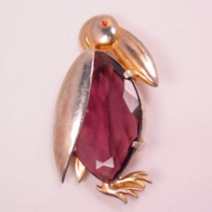 Giant Purple Rhinestone Penguin Pin