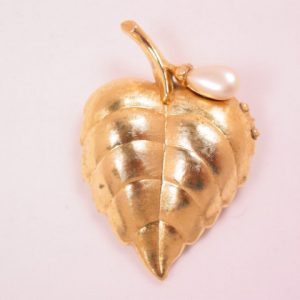 Avon Leaf and Pearl Sachet Pin