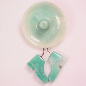 Green Onyx Mexican Sombrero and Shoes Pin