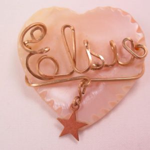 Mother of Pearl Heart and Gold-Filled Wire “Elsie” Pin