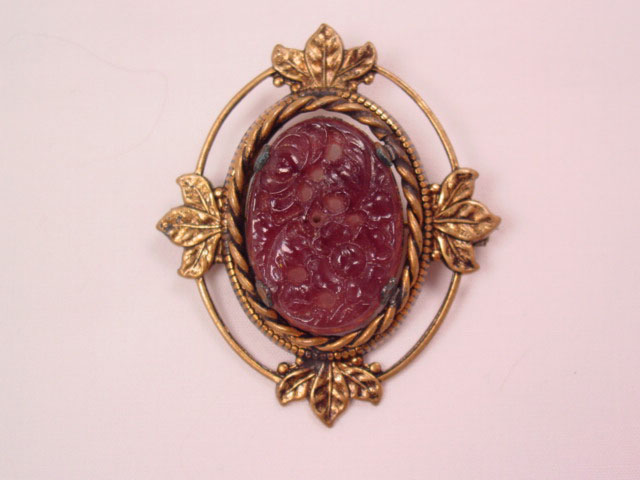 Purple Glass Floral Pin
