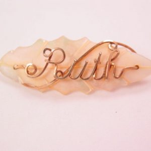 Mother of Pearl Leaf and Gold-Filled Wire “Ruth” Pin