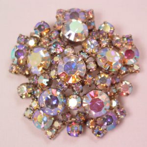 Large Aurora Borealis Rhinestone Pin