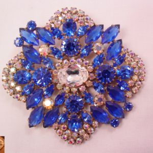 Bijoux M. G. Huge Blue and Aurora Borealis Pin