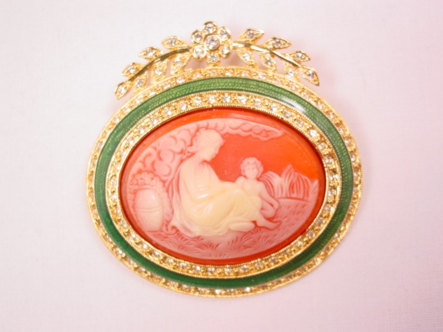 Joan Rivers Mother and Child Cameo Pin