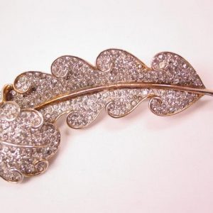 Encrusted Rhinestone Feather Pin