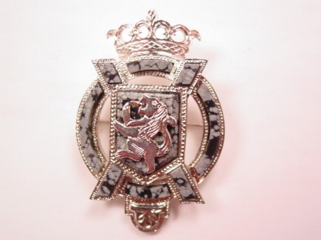 Gray and Black Natural Stone Crest Pin