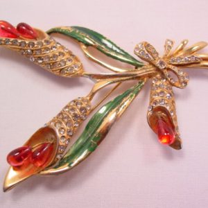 Pot Metal Flower with Cranberry Stamens Pin