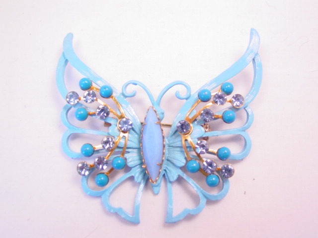 Large Bright Blue Butterfly Pin