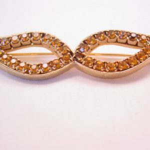 Topaz-Colored Rhinestone Cat Glasses Pin