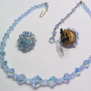 Pale Blue Aurora Borealis Necklace and Earrings Set