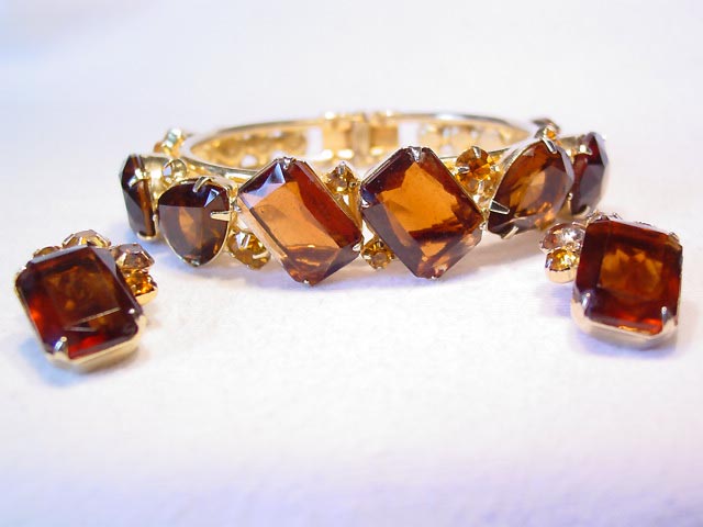 Topaz Clamper Bracelet and Earrings Set