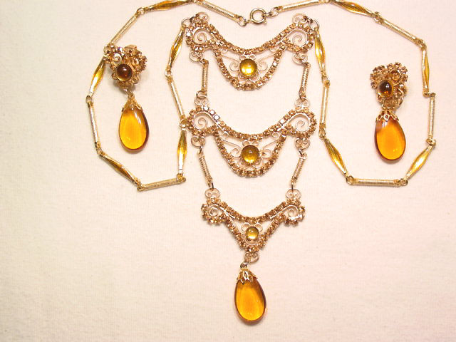 Topaz Bib Necklace and Earrings Set