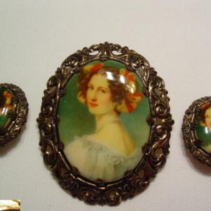 Portrait West German Pin and Earrings