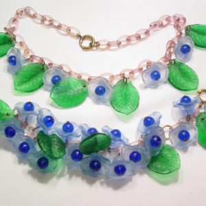 Glass Morning Glory Necklace and Bracelet Set