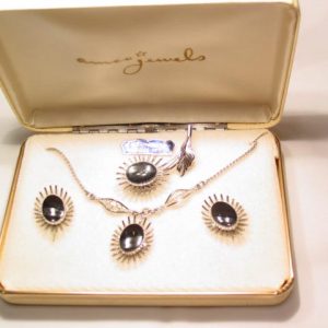 Amco Jewels Sterling and Onyx Parure in Original Box