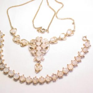 Delicate Moonstone Rhinestone Bracelet and Necklace