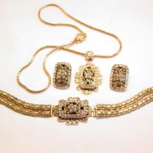 Antiqued Goldtone Rectangle Parure