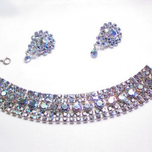 Stunning Blue Aurora Borealis Bracelet and Earrings Set