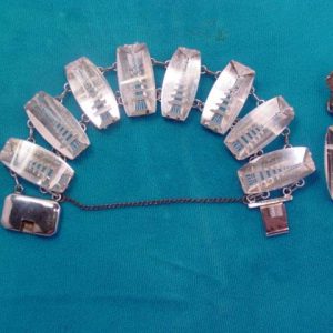 Sterling and Rock Crystal Pagoda Bracelet and Earrings Set in Original Box