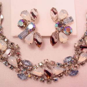 Silver Aurora Borealis, Baby Blue and Opalescent Rhinestone