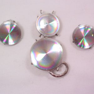 Jewelarama Iridescent Cat Pin and Earrings Set
