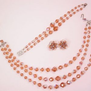 3 Piece Topaz Aurora Borealis and Crystal Parure