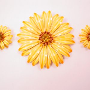 Large “BED” Sunflower Pin and Earrings Set