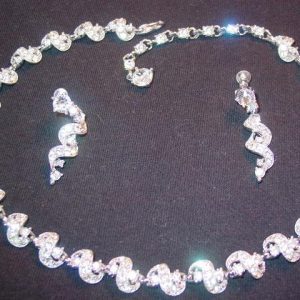 Rhinestone Bogoff Necklace and Earrings Set in Original Box
