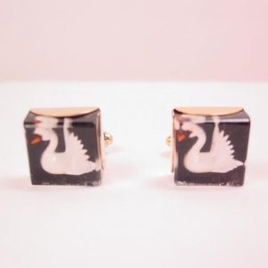 Lucite Swan Cuff Links